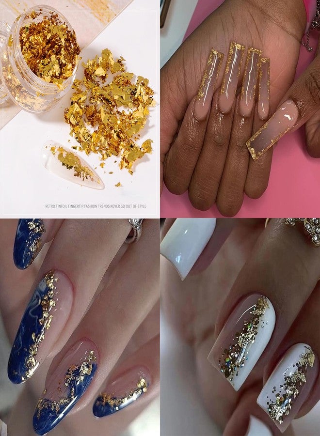 VOTACOS Nail Art Rhinestones Flatback Gold Nail Charms Multi Shapes Crystal Mixed Glitter Foil Design Gold Gems Accessories for Women Manicure Decorations Supplies - Image 3